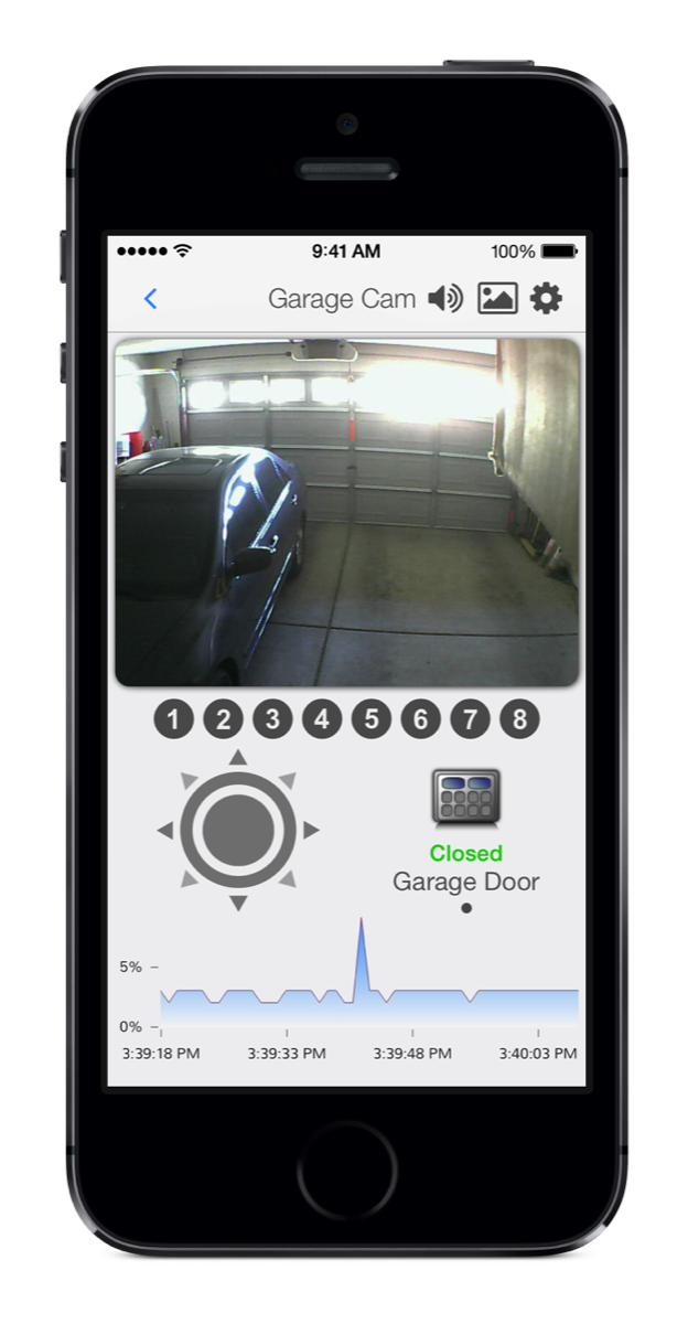 IP Camera screen on iPhone