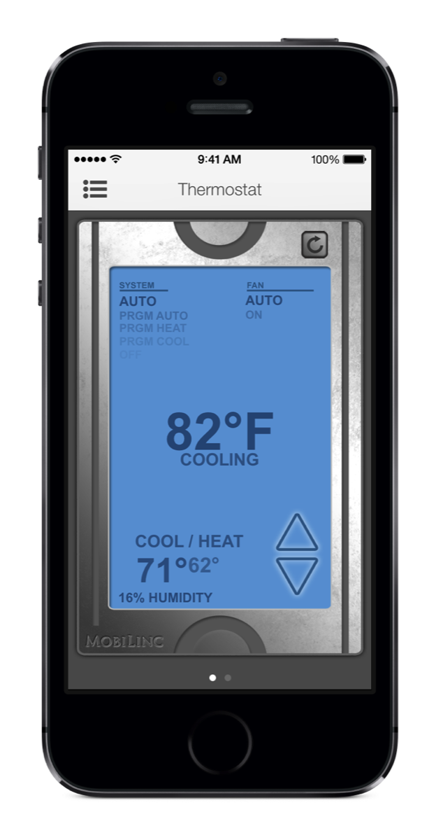 MobiLinc Thermostat on iPhone