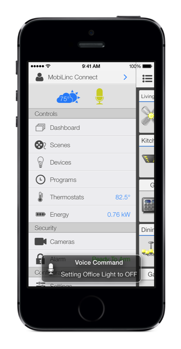 MobiLinc Pro Voice Control on iPhone