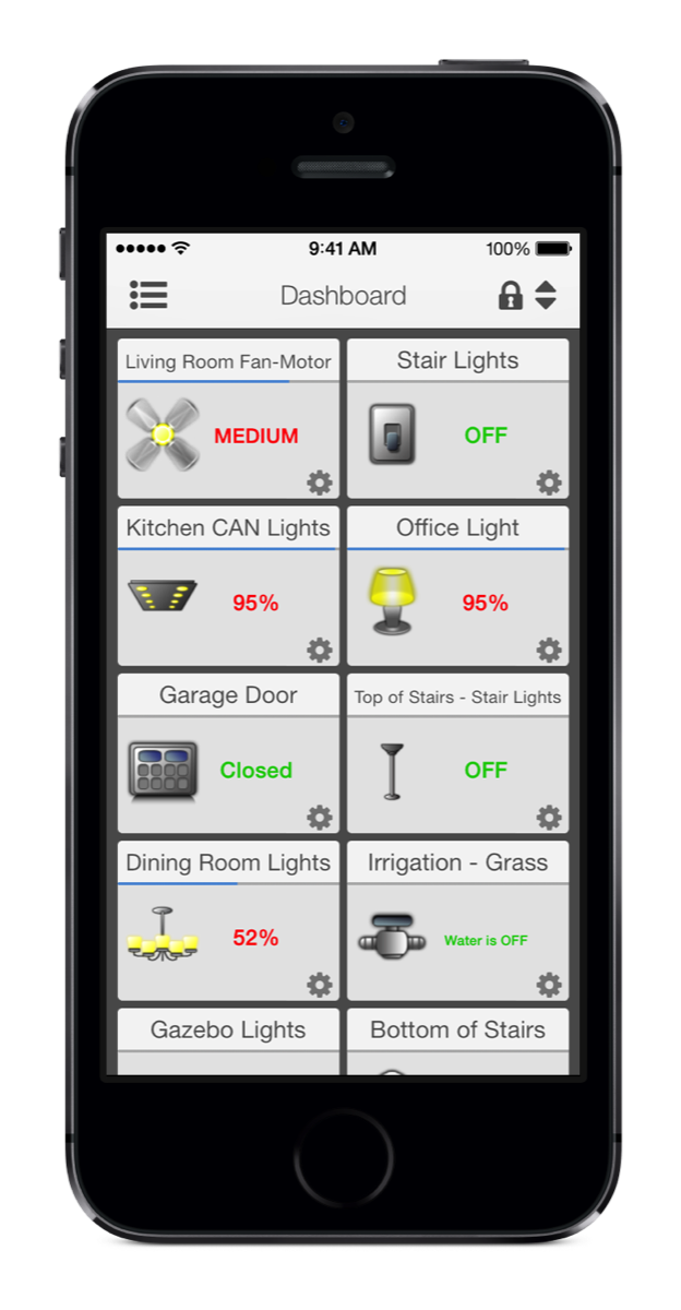 Orchestrated MobiLinc Dashboard on iPhone